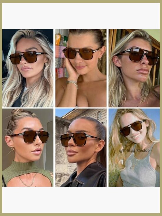 Retro Aviator Sunglasses Square Frame UV400 Lenses main image 6